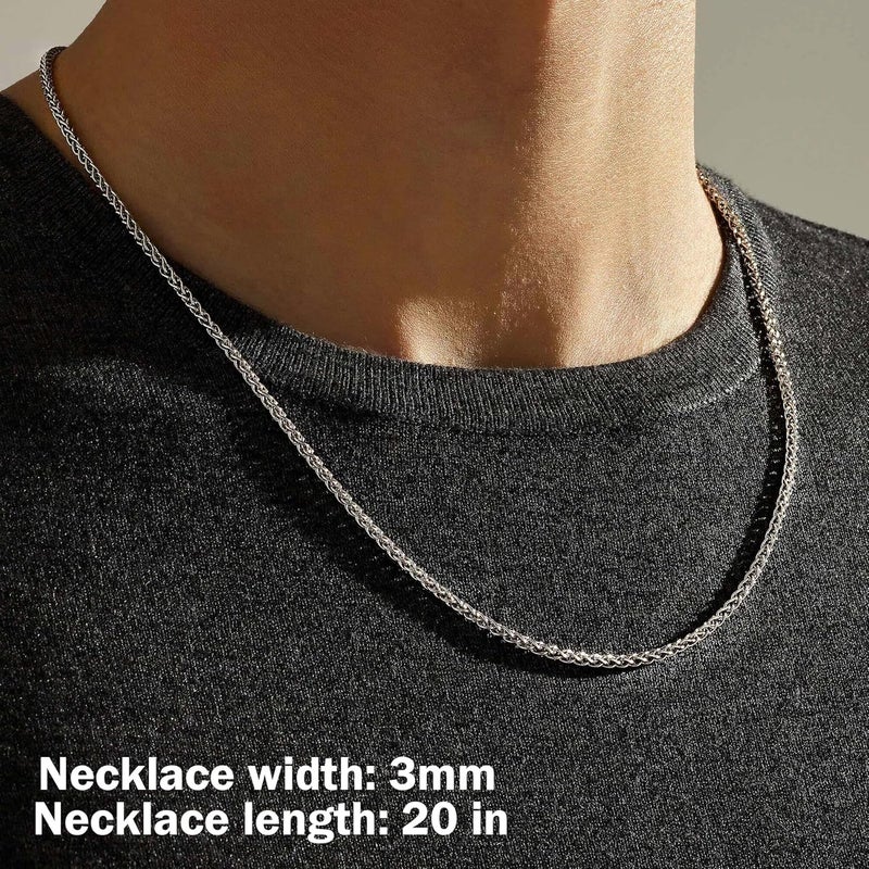 OLARCU 2.5mm/3mm/4mm Silver Stainless Steel Wheat Chain Necklace Jewelry for Men Women - Image 4